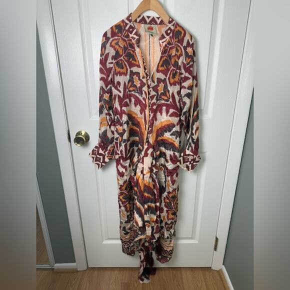 Farm Rio Cream Toucans Scarf Maxi Dress S - Picture 2 of 10